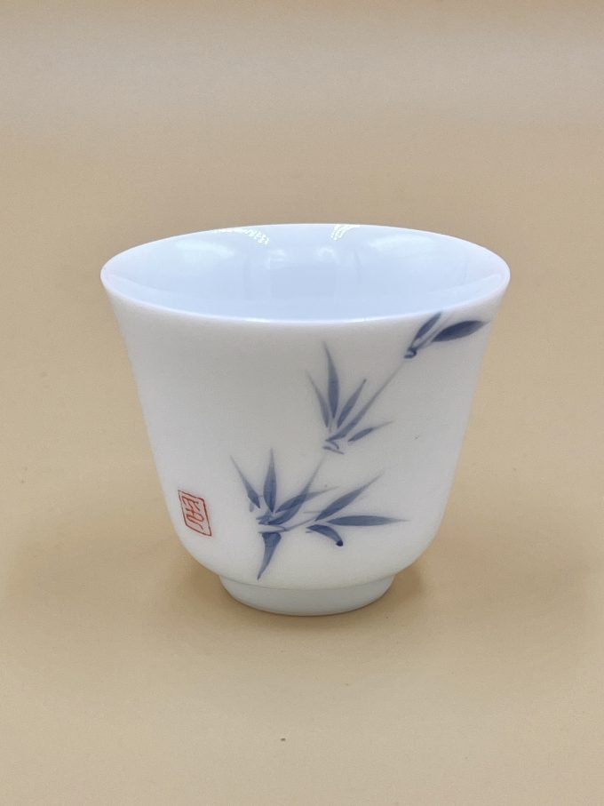 Фарфоровая пиала с бамбуком (кобальт) 50мл