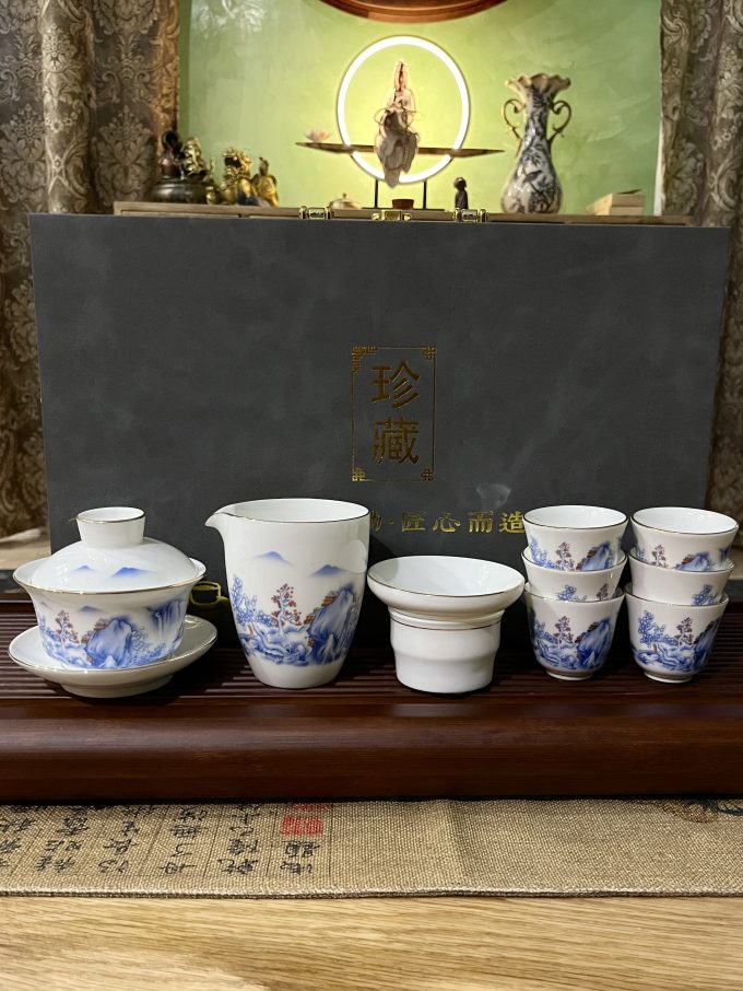 Набор фарфор Дэхуа Синие Горы 145 мл.